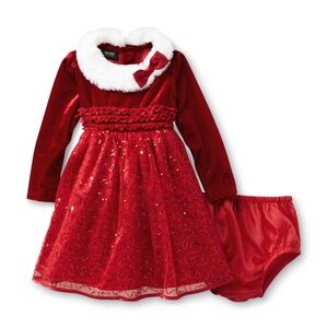 Holiday Editions Red Dress with White Faux Fur and Red Sequins